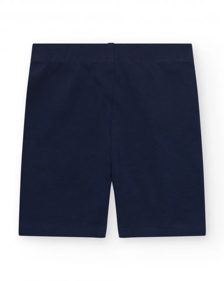 Legging court pour fille en bleu marine avec taille élastique.