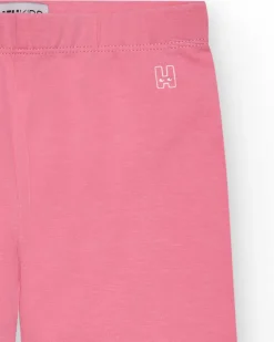 Legging court pour fille en rose avec taille élastique.