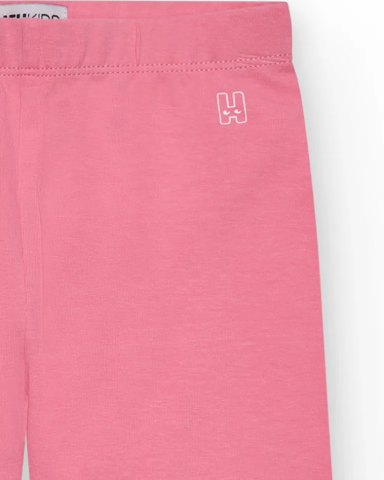Legging court pour fille en rose avec taille élastique.
