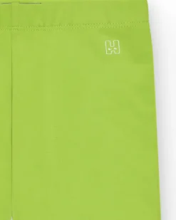 Legging court pour fille en vert citron avec taille élastique.
