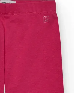 Legging court pour fille en rose fuchsia avec taille élastique.