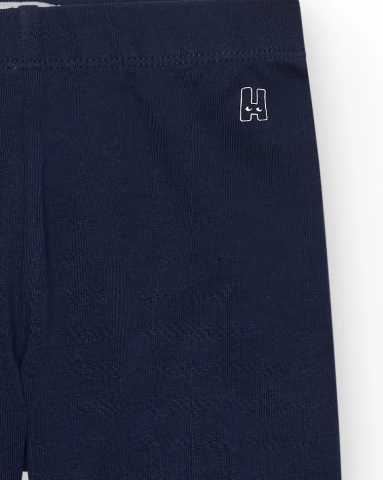 Legging court pour fille en bleu marine avec taille élastique.