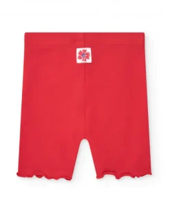 Legging court rouge pour fille avec bordure ondulée