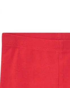 Legging court rouge pour fille avec bordure ondulée
