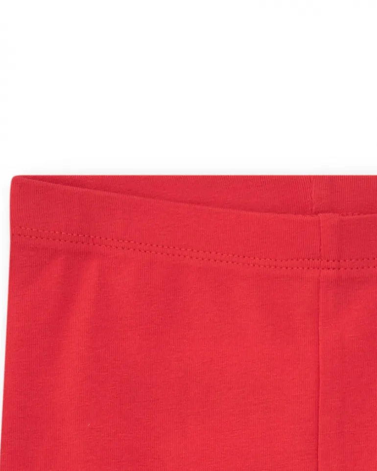 Legging court rouge pour fille avec bordure ondulée