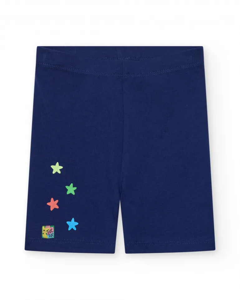 Legging cycliste bleu marine pour fille avec étoiles