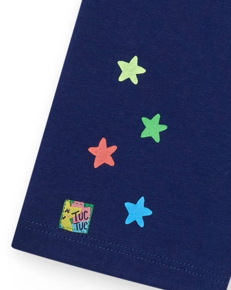 Legging cycliste bleu marine pour fille avec étoiles