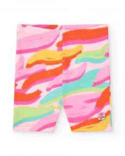 Legging cycliste multicolore pour fille avec imprimé artistique