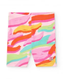 Legging cycliste multicolore pour fille avec imprimé artistique