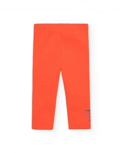 Legging fille orange détail fleuri collection Super Natural