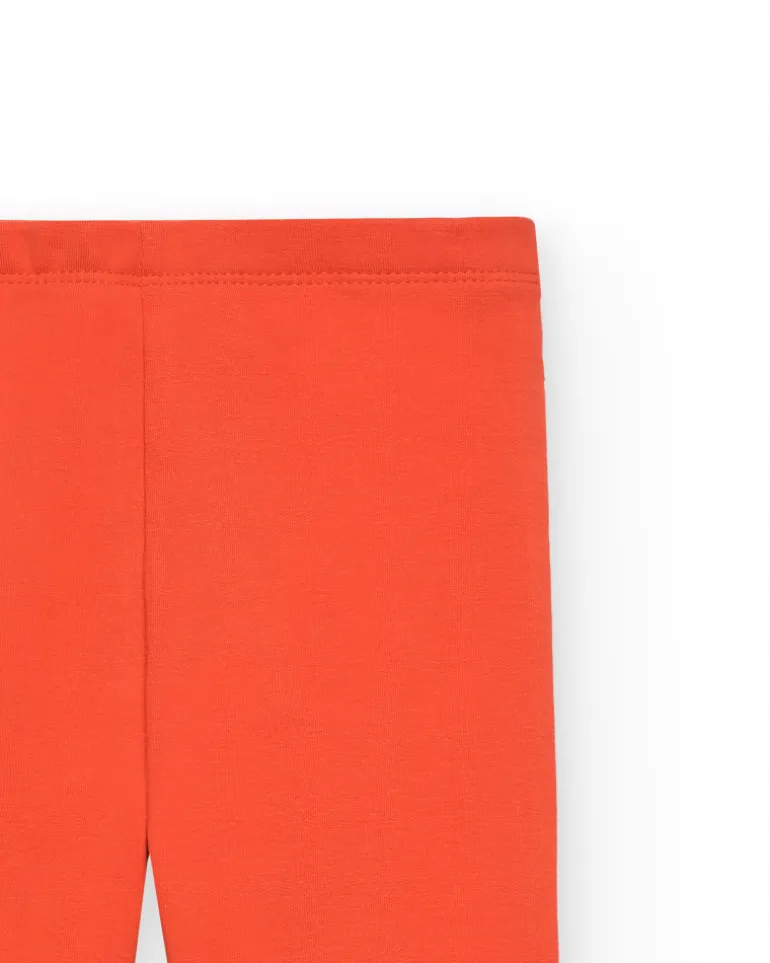 Legging fille orange détail fleuri collection Super Natural