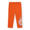 Legging orange pour fille avec imprimé et taille élastique