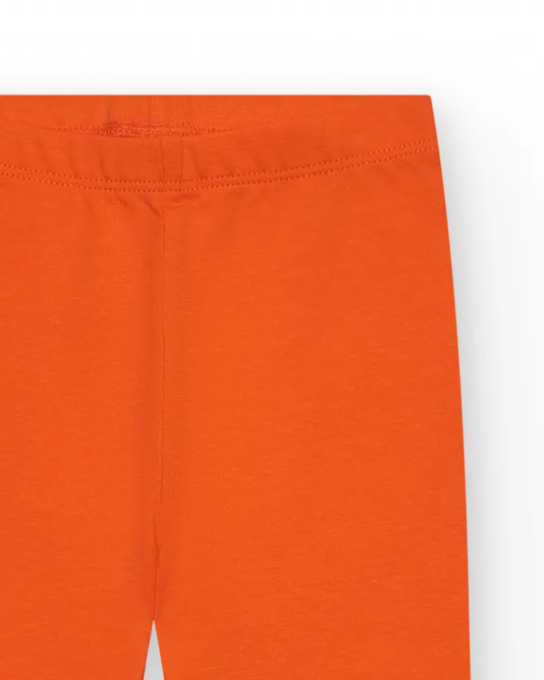 Legging orange pour fille avec imprimé et taille élastique