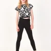 Legging pour fille en noir avec taille élastique.