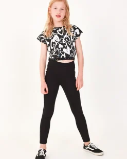 Legging pour fille en noir avec taille élastique.