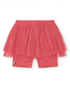 Legging rose pour fille avec jupe en tulle et taille élastique