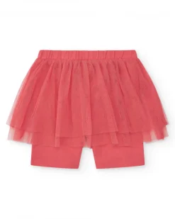Legging rose pour fille avec jupe en tulle et taille élastique
