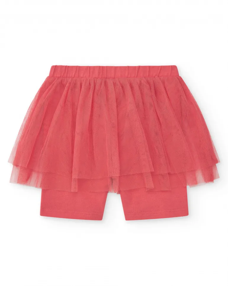 Legging rose pour fille avec jupe en tulle et taille élastique