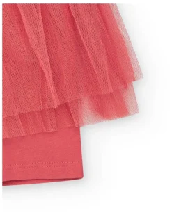 Legging rose pour fille avec jupe en tulle et taille élastique