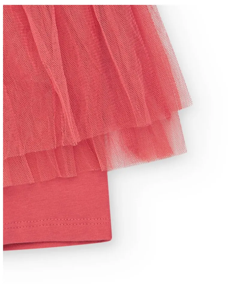 Legging rose pour fille avec jupe en tulle et taille élastique