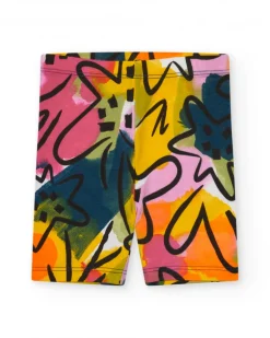 Leggings cyclistes multicolores pour fille avec imprimé abstrait