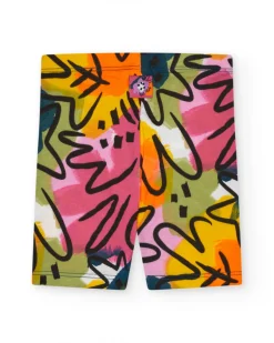 Leggings cyclistes multicolores pour fille avec imprimé abstrait