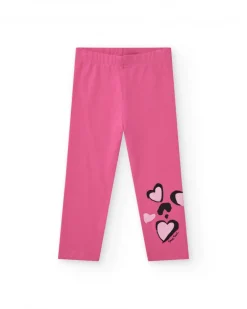 Leggings en tricot pour fille en rose avec imprimé tropical
