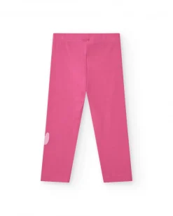 Leggings en tricot pour fille en rose avec imprimé tropical