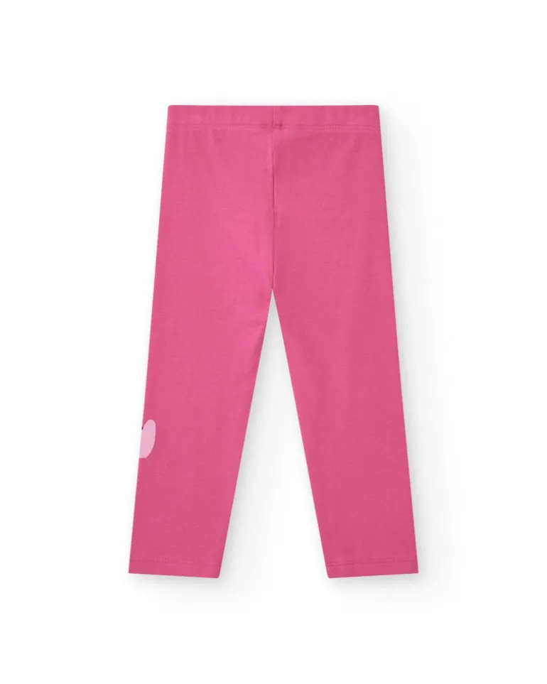 Leggings en tricot pour fille en rose avec imprimé tropical
