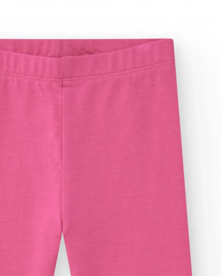 Leggings en tricot pour fille en rose avec imprimé tropical