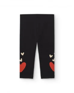 Leggings fille en noir avec imprimé de cœurs collection Cartoon Calling