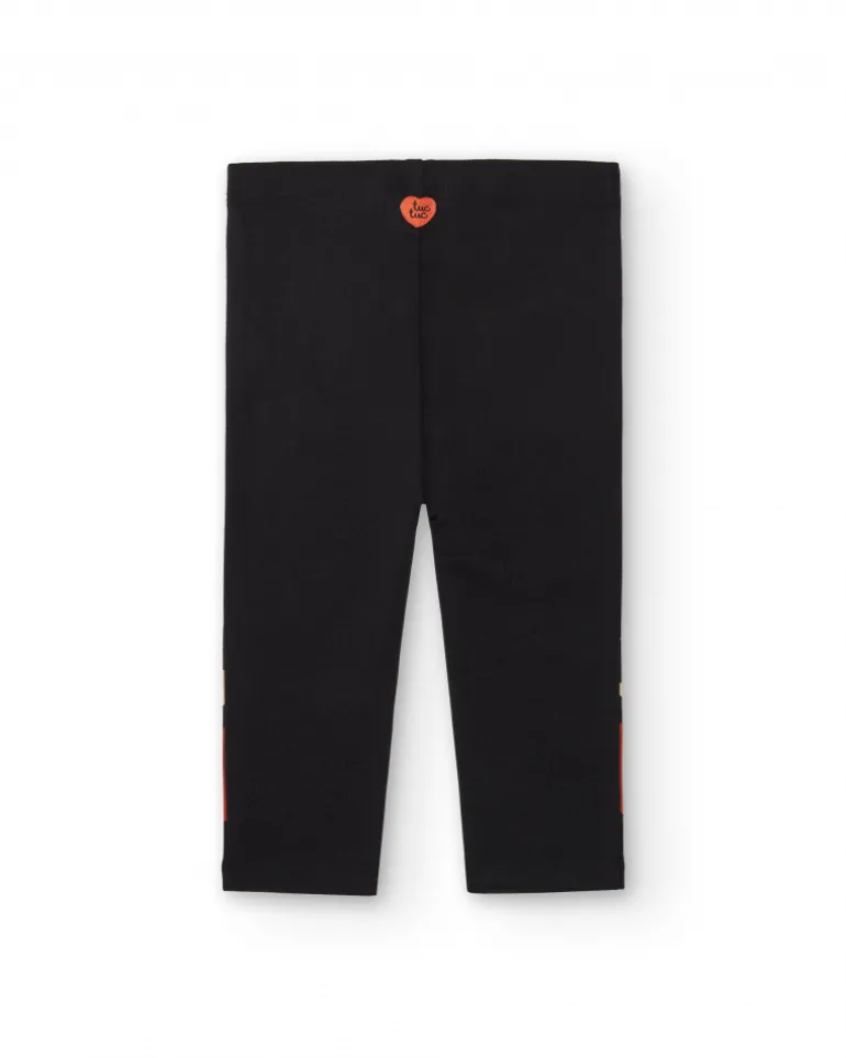 Leggings fille en noir avec imprimé de cœurs collection Cartoon Calling