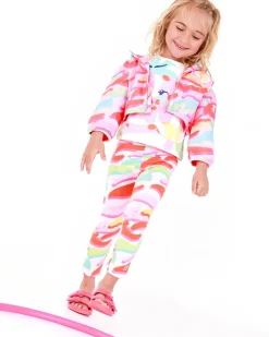 Leggings multicolores pour fille avec imprimé abstrait et taille élastique