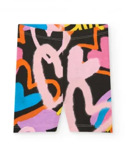 Leggings noirs pour fille avec cœurs et arc-en-ciel