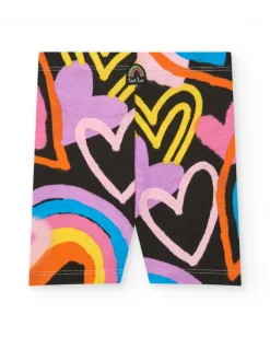 Leggings noirs pour fille avec cœurs et arc-en-ciel