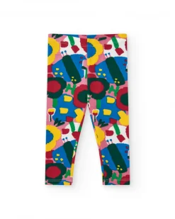 Leggings pour fille en rouge avec un imprimé floral éclatant Happy Garden