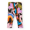 Leggings roses pour fille avec imprimé de cœurs et arc-en-ciel