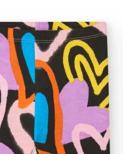 Leggings roses pour fille avec imprimé de cœurs et arc-en-ciel