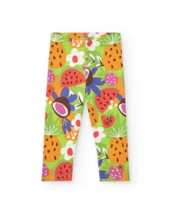 Leggings verts pour fille avec imprimé de fruits tropicaux