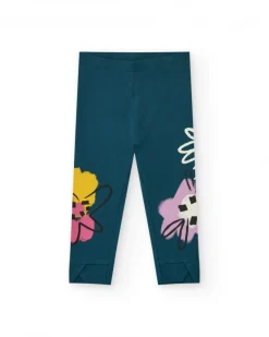 Leggings verts pour fille avec imprimé et taille élastique