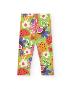 Leggings verts pour fille avec imprimé de fruits tropicaux