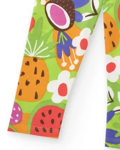 Leggings verts pour fille avec imprimé de fruits tropicaux