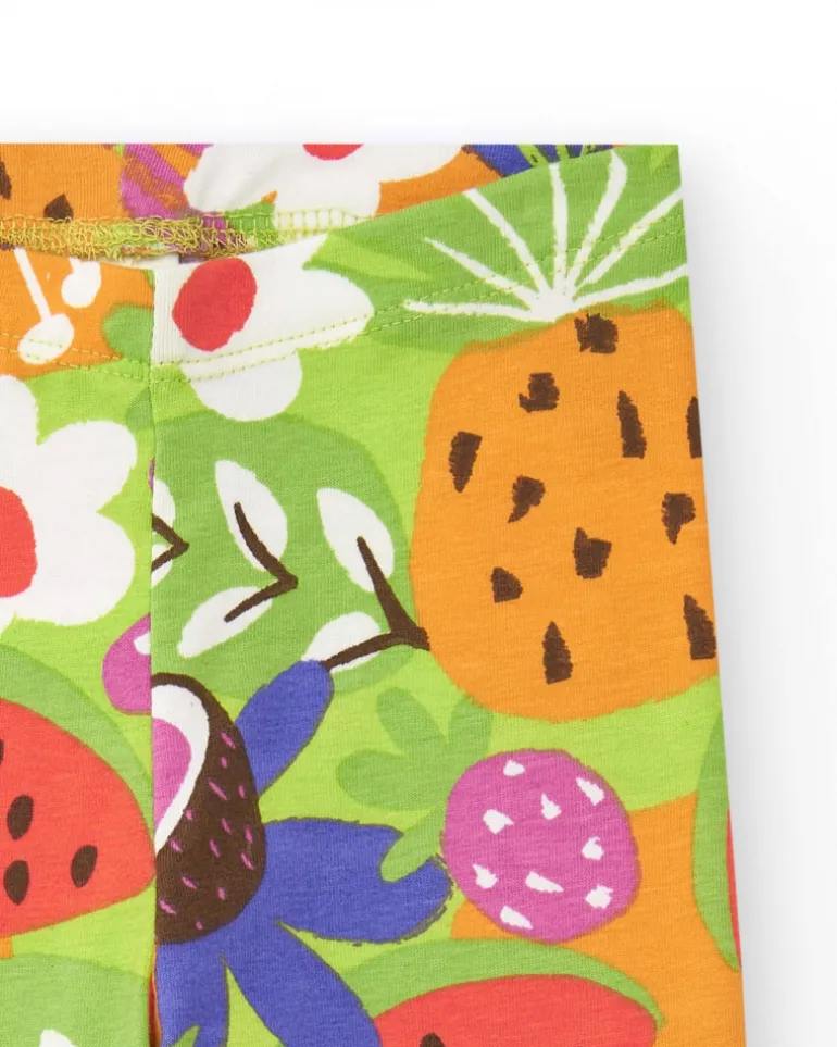 Leggings verts pour fille avec imprimé de fruits tropicaux