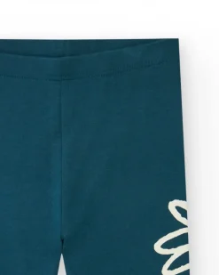 Leggings verts pour fille avec imprimé et taille élastique