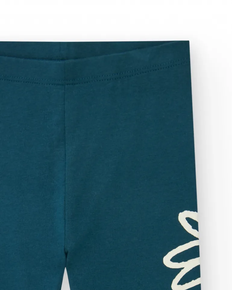 Leggings verts pour fille avec imprimé et taille élastique