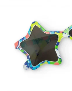 Lunettes de soleil bleues pour fille avec monture en forme d'étoile