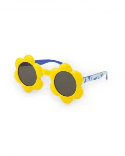 Lunettes de soleil jaunes pour fille en forme de fleur