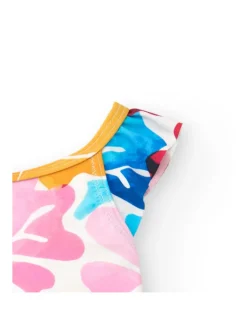 Maillot de bain blanc pour fille avec imprimé floral et volants