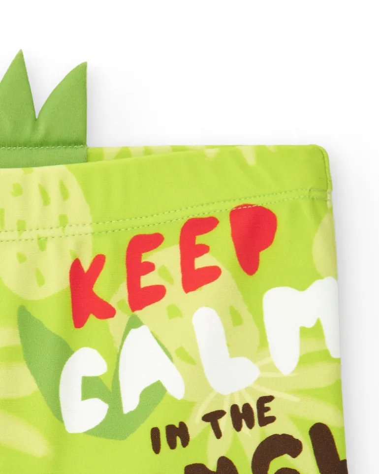 Maillot de bain boxer vert pour garçon avec imprimé tropical