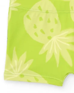 Maillot de bain boxer vert pour garçon avec imprimé tropical